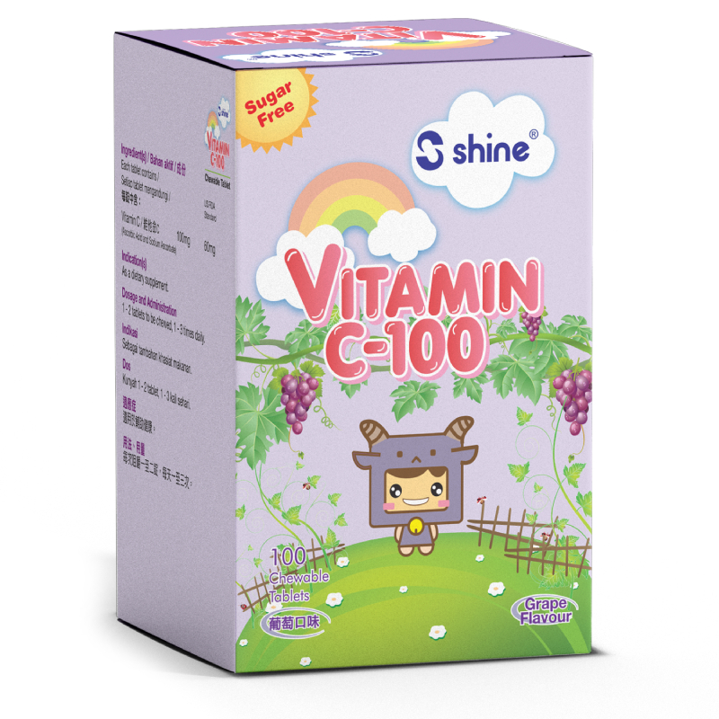 CET10G 800x800 SHINE VITAMIN C-100 CHEWABLE TABLET (GRAPE FLAVOUR) - Image 1